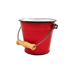 Enamel Bucket Red With Handle 1L
