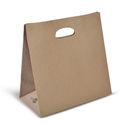 Paper Cut Handle Carry Bag Brown