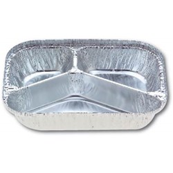 Rectangle Foil Three Compartment Takeaway Tray 204x154x35mm