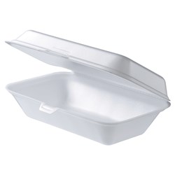 Foam Snack Pack Clamshell White 215x130x65mm