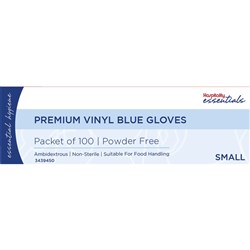 Premium Vinyl Gloves Powder Free Blue Small