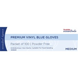 Premium Vinyl Gloves Powder Free Blue Medium