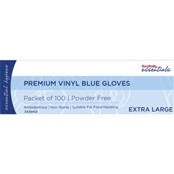 Essentials Collection [Powder Free] Vinyl Gloves Extra Large - Blue