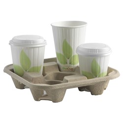 Biocup Four Cup Drinks Tray Brown 221x221x50mm