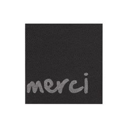 Merci Quilted Paper Cocktail Napkin Black 1/4 Fold 200x200mm