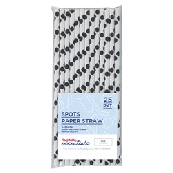 Paper Straw Regular White & Black Spots