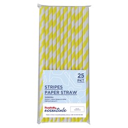 Paper Straw Regular Yellow & White Stripes