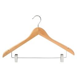 4225014 - Wooden Coat Hanger With Clips Natural