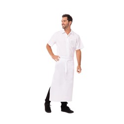 Bar Apron 3/4 Wht No Pocket Tie In Front 840X710mm