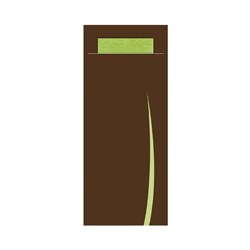 Bari Paper Cutlery Pouch Brown/ Green 202x85mm 