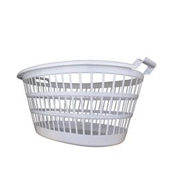 Plastic Laundry Basket Oval White 