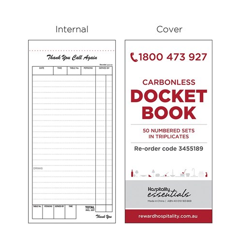 Carbonless Docket Book Triplicate Sheet 100x210mm
